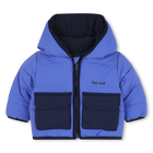 Water-repellent hooded down jacket, LAVENDER BLUE, hi-res