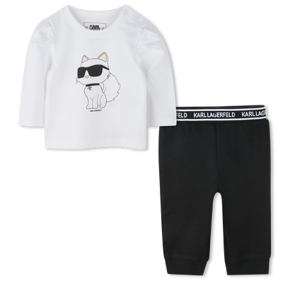 Cotton T-shirt and leggings KARL LAGERFELD KIDS GIRL