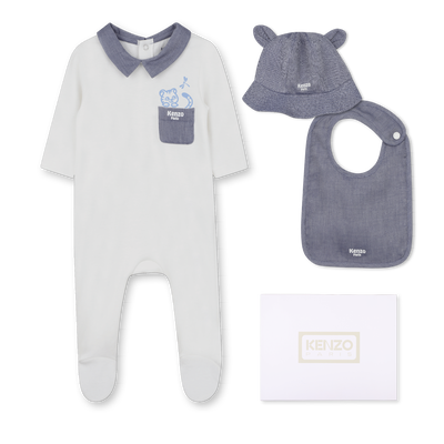 PAJAMA, BUCKET HAT AND BIB SET KENZO KIDS BOY