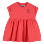Dress gathered at the waist, RED, hi-res