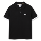 Short-sleeved polo shirt, BLACK, hi-res
