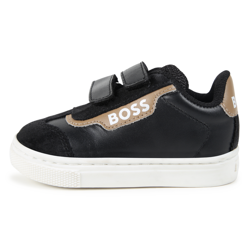 Leather hook-and-loop trainers BOSS 
                        BOY