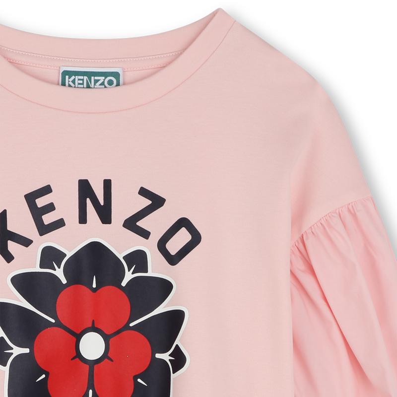 Bi-material T-shirt with print KENZO KIDS 
                        GIRL
