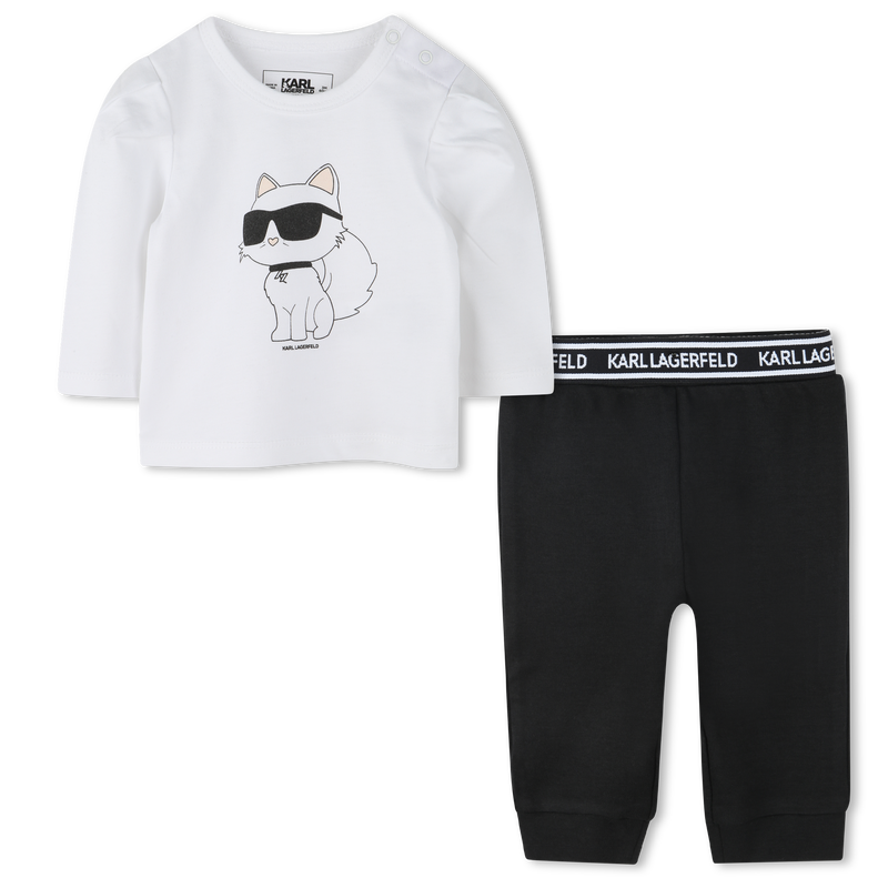 Cotton T-shirt and leggings KARL LAGERFELD KIDS 
                        GIRL
