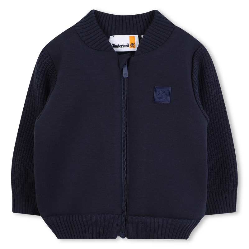 Zip-up cardigan with contrasting sleeves TIMBERLAND 
                        BOY