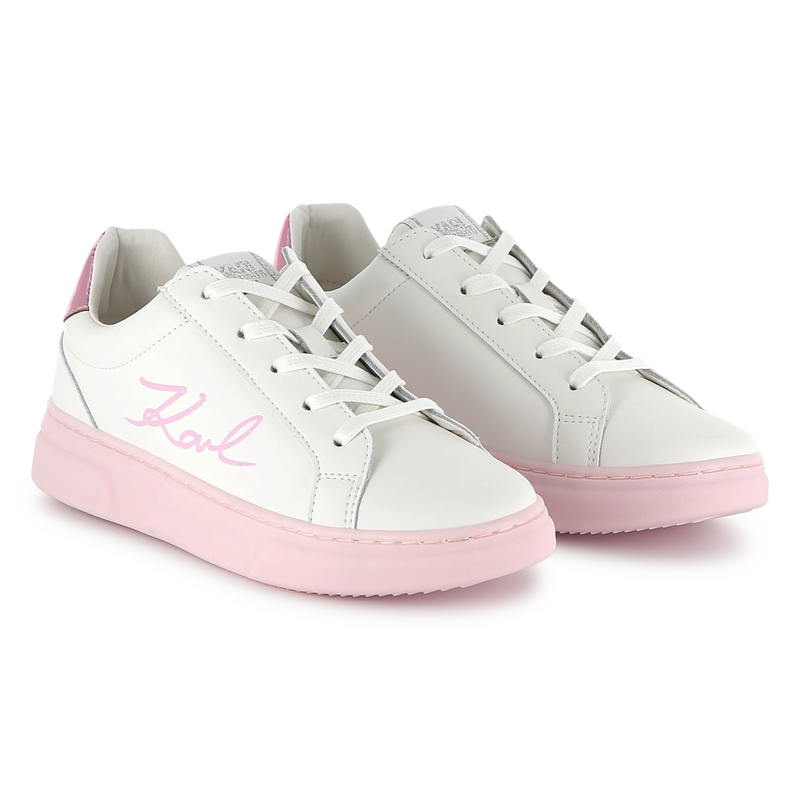 Lace-up leather trainers KARL LAGERFELD KIDS 
                        GIRL