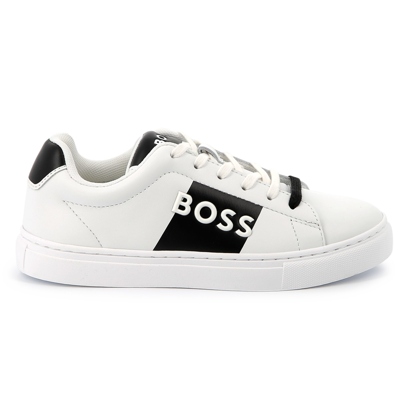 Lace-up leather trainers