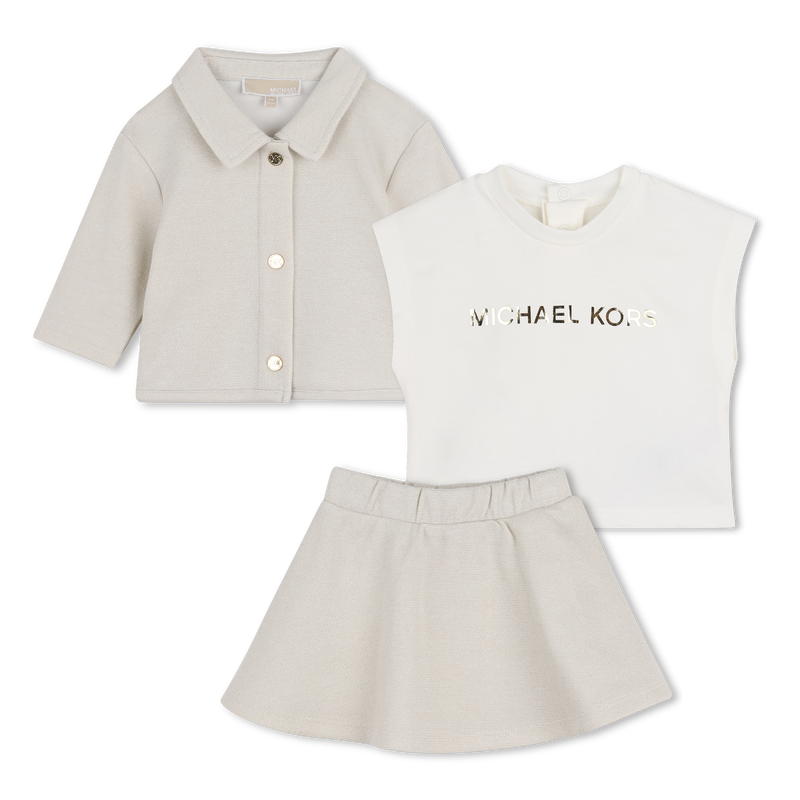 CARDIGAN, SKIRT AND T-SHIRT SET MICHAEL KORS 
                        GIRL