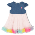 Bi-material dress with ruffles BILLIEBLUSH 
                    GIRL