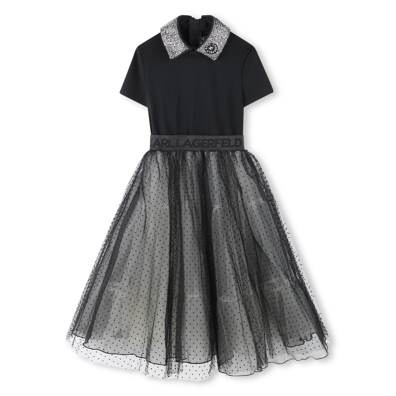 Multi-Material Party Dress KARL LAGERFELD KIDS 
                        GIRL