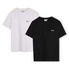 Set of 2 cotton T-shirts, BLACK  WHITE, hi-res