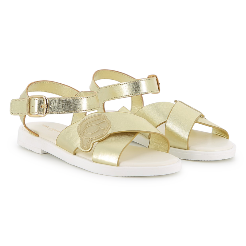 COWHIDE LEATHER SANDALS KARL LAGERFELD KIDS 
                        GIRL