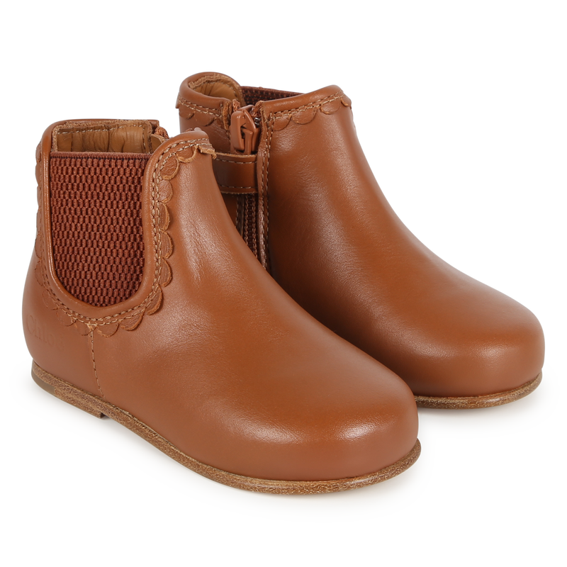 Zip-Up Leather Ankle Boots CHLOE 
                        GIRL