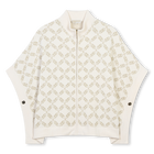 Zip-up knitted cape, CREAM, hi-res