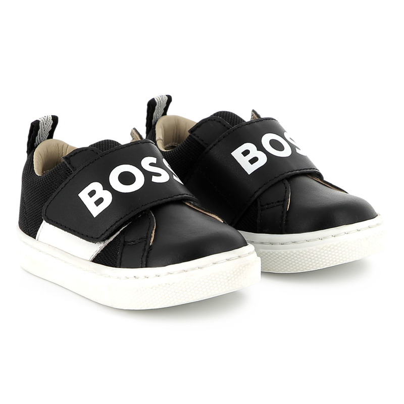 Leather hook-and-loop trainers BOSS 
                        BOY