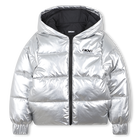 Silver hooded puffer jacket DKNY 
                    GIRL