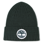 Knitted badge hat with logo, DARK GREEN, hi-res