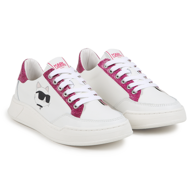Leather lace-up trainers KARL LAGERFELD KIDS GIRL