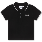 Short-sleeved polo shirt, BLACK, hi-res