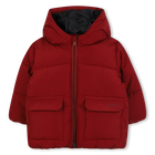 Hooded down jacket, DARK RED, hi-res