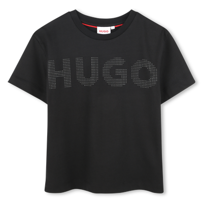 Cotton logo T-shirt with studs HUGO GIRL