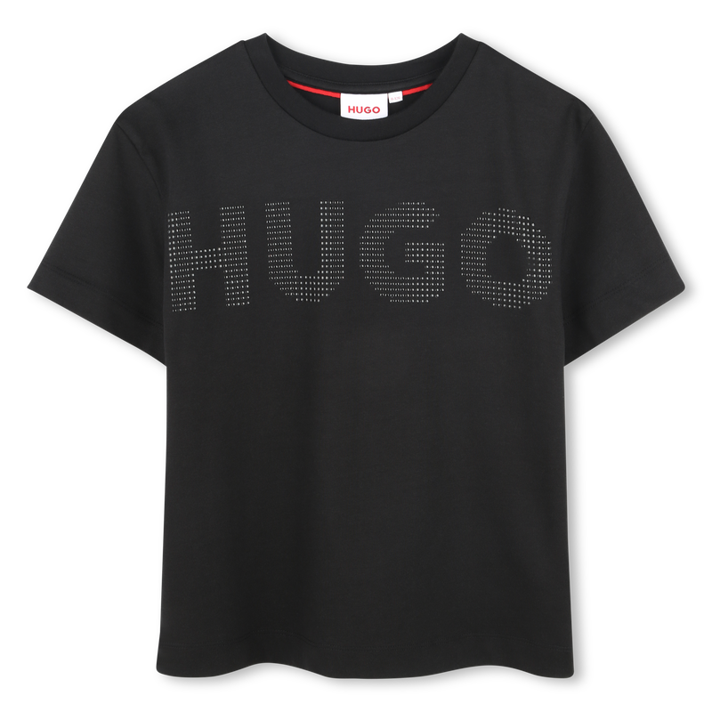 Cotton logo T-shirt with studs HUGO 
                        GIRL