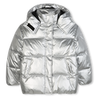 Silver hooded down jacket KARL LAGERFELD KIDS 
                    GIRL
