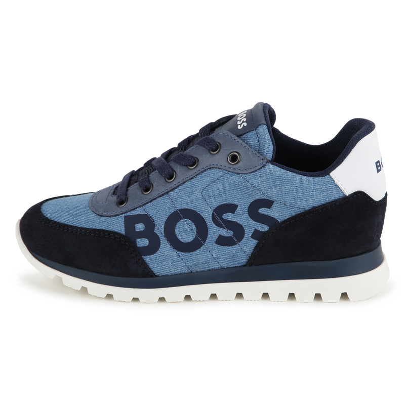 Multimaterial lace-up trainers