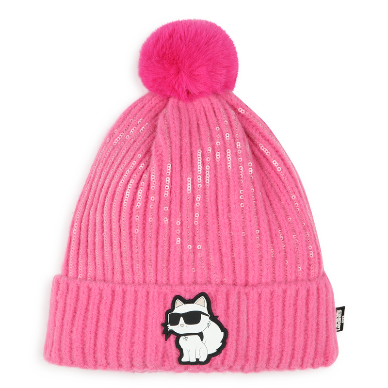 Knitted hat with pompom KARL LAGERFELD KIDS 
                        GIRL