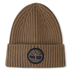 Knitted badge hat with logo, KHAKI, hi-res