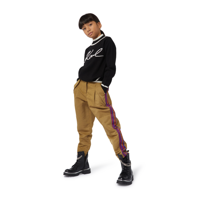 Trousers with striped trim KARL LAGERFELD KIDS 
                        GIRL