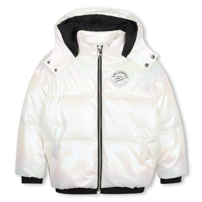 Hooded down jacket KARL LAGERFELD KIDS GIRL