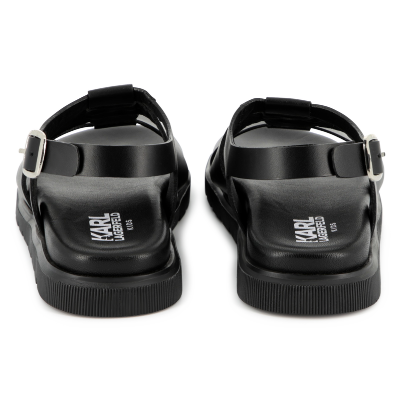 Buckled leather sandals KARL LAGERFELD KIDS 
                        GIRL