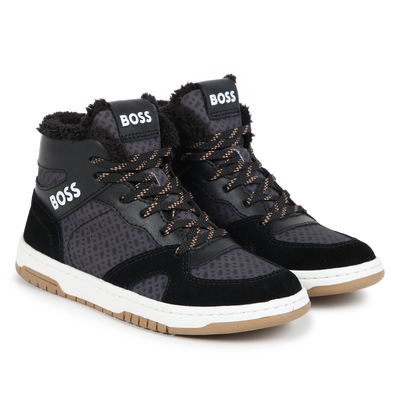 Lace-up trainers with leather BOSS BOY