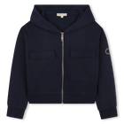 Hooded cardigan, NAVY, hi-res