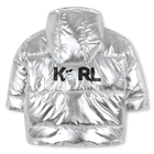 Silver hooded down jacket KARL LAGERFELD KIDS 
                    GIRL