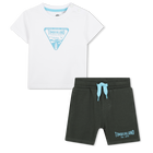 T-shirt and shorts outfit, GREEN, hi-res