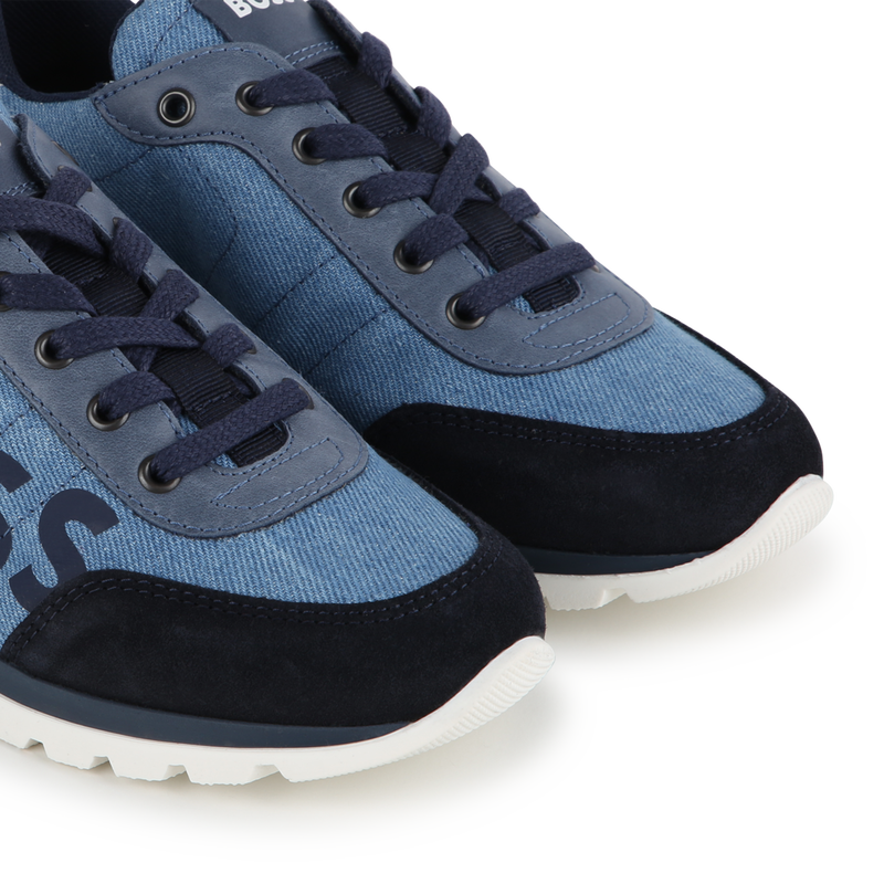 Multimaterial lace-up trainers