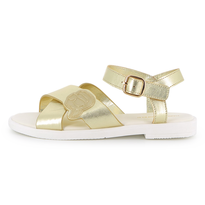 COWHIDE LEATHER SANDALS KARL LAGERFELD KIDS GIRL