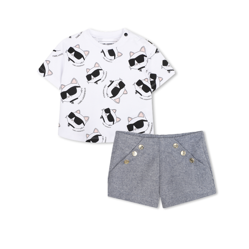 T-SHIRT AND SHORTS SET KARL LAGERFELD KIDS 
                        GIRL