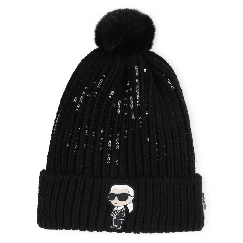 Knitted hat with pompom KARL LAGERFELD KIDS 
                        GIRL