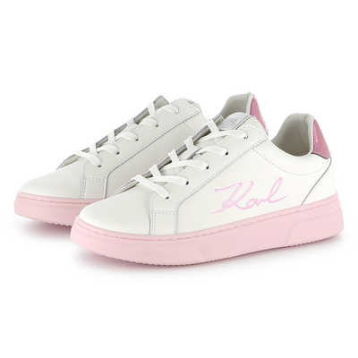 Lace-up leather trainers KARL LAGERFELD KIDS GIRL