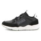 Faux and canvas sneakers, BLACK, hi-res