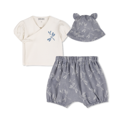 T-SHIRT, BUCKET HAT AND BIB SET KENZO KIDS GIRL