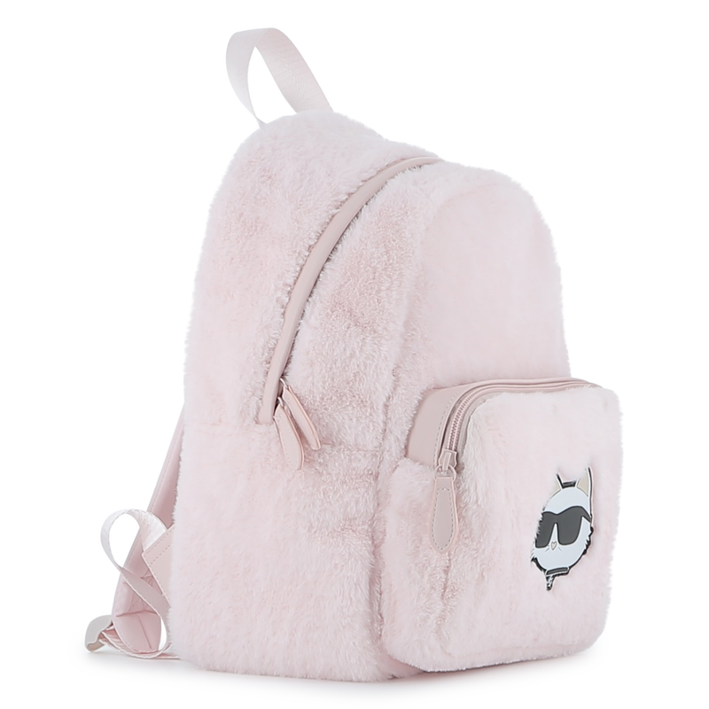 Small backpack made of fluffy fleece KARL LAGERFELD KIDS 
                        GIRL