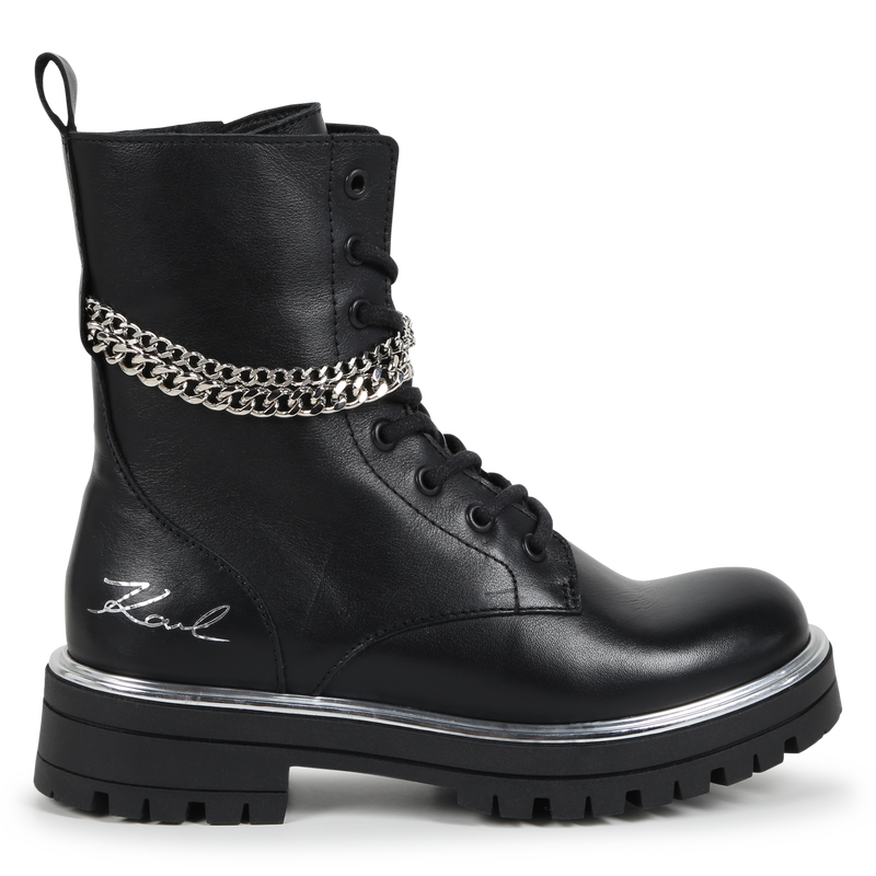 Leather chain ankle boots KARL LAGERFELD KIDS 
                        GIRL