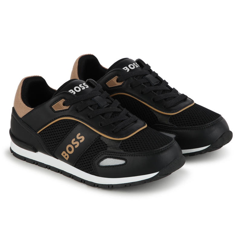 Lace-up leather trainers