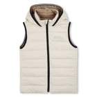 Flann-effect hooded puffer jacket, SAND, hi-res