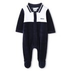 Velvet jumpsuit, NAVY, hi-res