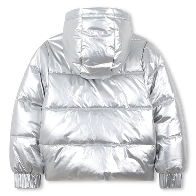 Silver hooded puffer jacket DKNY GIRL